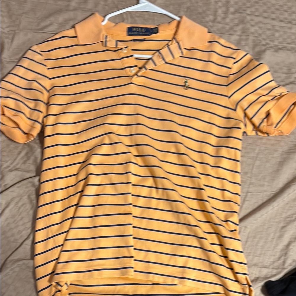 Polo by Ralph Lauren Orange and Blue Striped Polo Shirt